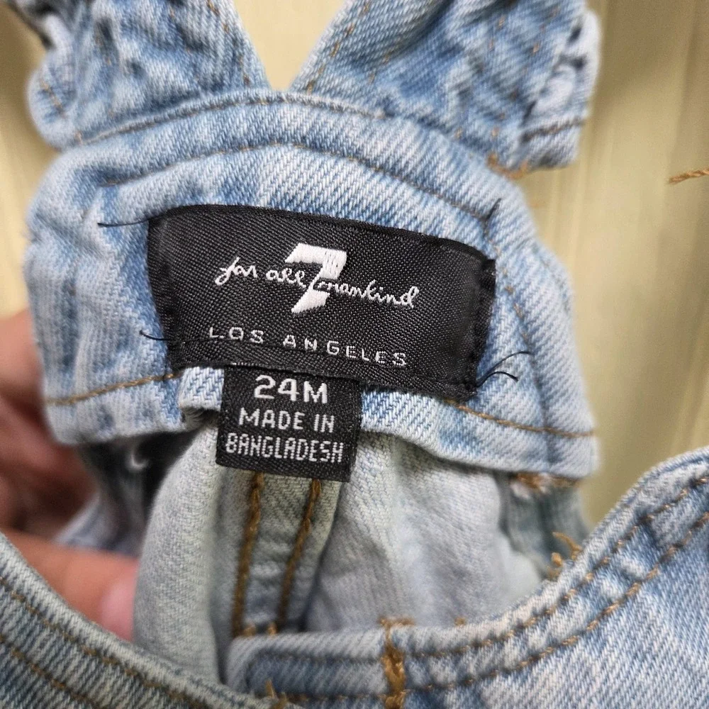 7 For All Mankind Overall Dress Girls 18-24 Months Blue Denim Pocket Jumper